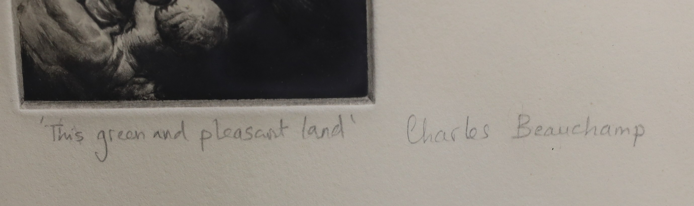 Charles Beauchamp (b.1949), drypoint etching, 'A Green and Pleasant Land', signed and inscribed A/P, Gimpel Fils gallery label verso, sheet overall 37.5 x 28cm